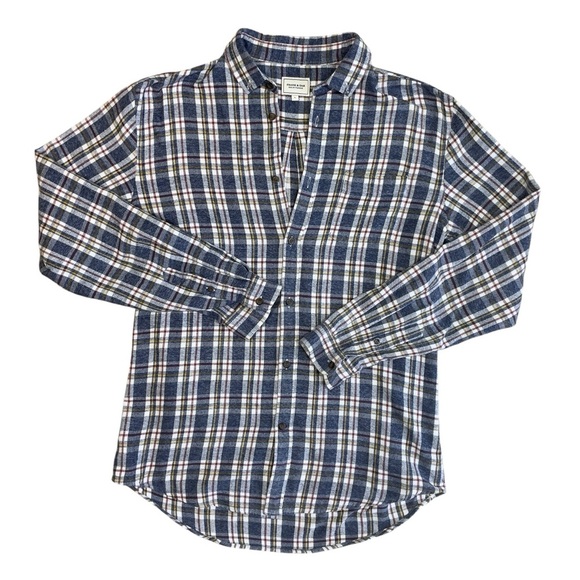 Frank & Oak flannel plaid collared button down long sleeve shirt large - Picture 9 of 10